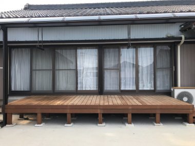 ウッドデッキ・セランガンバツ材・ﾃﾗｽ屋根ｿﾗﾘｱ